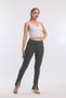 Women's Khaki High Waist Slit Ribbed Leggings Trousers - 6