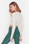 Taş Crop Pencere/Cut Out ve Baş Parmak Delik Detaylı Örme Spor Üst/Bluz TWOAW22BZ0481 - 5