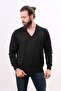 Woolen V-Neck Sweater - Black