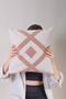 Specially Designed Beige Cotton Fabric with Brown Punch Embroidery Throw Pillow Cover 43x43 Cm - 6