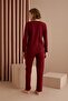 Burgundy Cotton Lycra Embroidered Pajama Set - 4