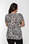 V-Neck Leopard Pattern Basic Tshirt-ecru - 3