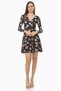 Women's Black Patterned Double-Breasted Dress