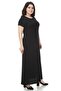 Women's Black Short Sleeve Straight Long Dress - 3