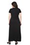 Women's Black Short Sleeve Straight Long Dress - 6