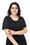 Women's Black Short Sleeve Straight Long Dress - 7