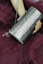 Cross Stone Women's Silver Chain Strap Evening Dress Clutch Portfolio Bag - 3