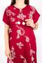 Women's Burgundy Short Sleeve Şile Cloth Dress - 2