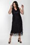 V-Neck Fringe Sequin Embroidery Sleeveless Dress-black