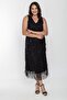 V-Neck Fringe Sequin Embroidery Sleeveless Dress-black - 2