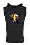 Unisex Black Tiger Printed Hooded Sleeveless T-shirt
