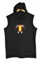 Unisex Black Tiger Printed Hooded Sleeveless T-shirt - 2