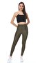 High Waist - Wide Belted Recovery Disco Knitted Leggings - Khaki - 4