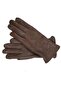 Tan Color Double Stitched Women's Fleece Leather Gloves