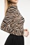 Women's Half Fisherman Mink Zebra Patterned Body - 4