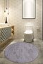 Nova Gray 120x120 Cm Round Non-Slip Cotton Base Plush Bath Mat Bathroom Rug