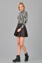 Women's Black and White Patterned Half Fisherman Body - 6
