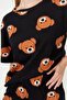 Kadın Siyah %100 Pamuklu Ayıcıklı Örme Pijama Takımı THMSS21PT0195 - 4