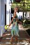 Multicolor A-Line Tie-Dye Patterned Waist Low-Cut Midi Woven Dress Twoss21El3578 - 2