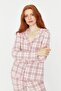 Pembe %100 Pamuklu Ekoseli Örme Pijama Takımı THMAW20PT0266 - 2
