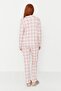 Pembe %100 Pamuklu Ekoseli Örme Pijama Takımı THMAW20PT0266 - 5