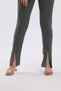 Women's Khaki High Waist Slit Ribbed Leggings Trousers - 3