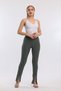 Women's Khaki High Waist Slit Ribbed Leggings Trousers - 5