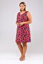 V-Neck Flower Pattern Detailed Sleeveless Plus Size Women's Lycra Comfortable Dress-red - 5