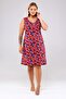 V-Neck Flower Pattern Detailed Sleeveless Plus Size Women's Lycra Comfortable Dress-red - 6