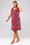 V-Neck Flower Pattern Detailed Sleeveless Plus Size Women's Lycra Comfortable Dress-red - 7
