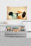 Beige Velvet Tapestry - Heart and Brain Paradox, Stain-Proof Wall Cloth