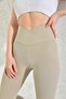 Women's Beige Cross Belt Detailed Ribbed Leggings