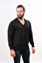 Woolen V-Neck Sweater - Black - 2