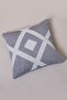 Custom Designed Cushion Cover with Punch Embroidery on Charcoal grey Cotton Fabric, 43x43 cm - 2