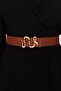 Black-Tan 2-Pack Crocodile Pattern Buckle Leather Look Women's Belt TWOAW22KE0076 - 4