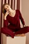 Burgundy Cotton Lycra Embroidered Pajama Set