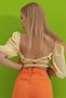 Women's Yellow Kiss Collar Floral Embroidered Gingham Patterned Backless Crop Blouse ALC-X9049 - 6