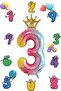3 Year Old Rainbow Number And King Crown Foil Balloon Birthday Party Celebration Set