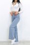 Sara Xs Light Blue Snow Wash Casual Palazzo Wideleg Jean Power Lycra Women's High Waist - 3