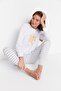 Gri %100 Pamuklu Ayıcıklı Örme Pijama Takımı THMAW21PT0302 - 3
