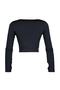Koyu Antrasit Crop Pencere/Cut Out ve Baş Parmak Delik Detaylı Örme Spor Üst/Bluz TWOAW22BZ0481 - 8