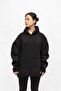 Unisex Black Hooded American Fit Oversize Basic Sweatshirt