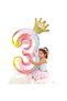 3 Year Old Rainbow Number And King Crown Foil Balloon Birthday Party Celebration Set - 5