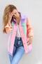 Colorful Gabardine Jacket, Women’s Casual Coat, Pink Purple Green Coat - 2