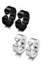 Unisex Compressed Unisex Non-Hole Steel Hoop Earrings - 2 Pairs Sold
