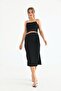 Women's Side Gathered Slit Detail Midi Length Skirt - 4