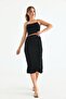 Women's Side Gathered Slit Detail Midi Length Skirt - 7