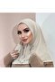 Beige Women's Snap Hijab Scarf Bonnet Shawl - 2