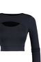 Koyu Antrasit Crop Pencere/Cut Out ve Baş Parmak Delik Detaylı Örme Spor Üst/Bluz TWOAW22BZ0481 - 7
