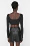 Black Knitted Crop Collar Detailed Blouse TPRAW22BZ1337 - 5